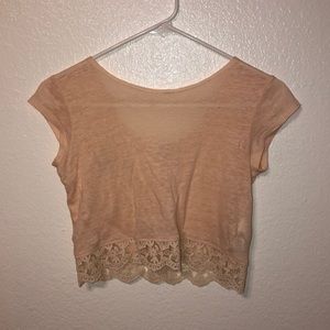 light pink and navy blue crop top